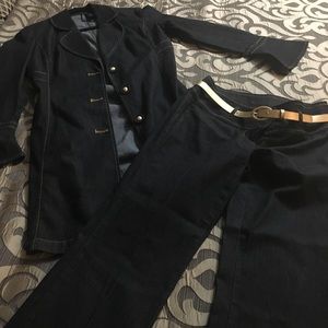 2 piece denim outfit with belt